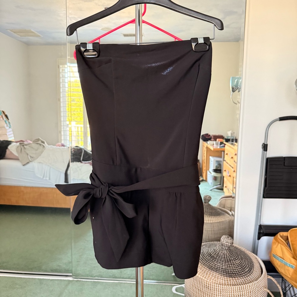 Express Black Strapless Romper with Belt